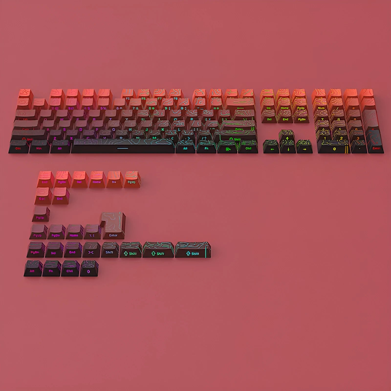 Contour Crack luminous key cap in Lucky Strike colour double injection moulded with box and blister