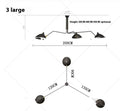 Nordic ceiling lamp with 3 heads size 185CM for bedroom or dining room warm light