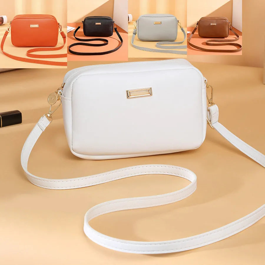 Women's PU shoulder bag with three-dimensional pocket in horizontal square shape