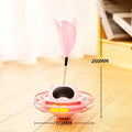 Pink cat tumbler turntable toy with self-hi stick measuring 17x10cm