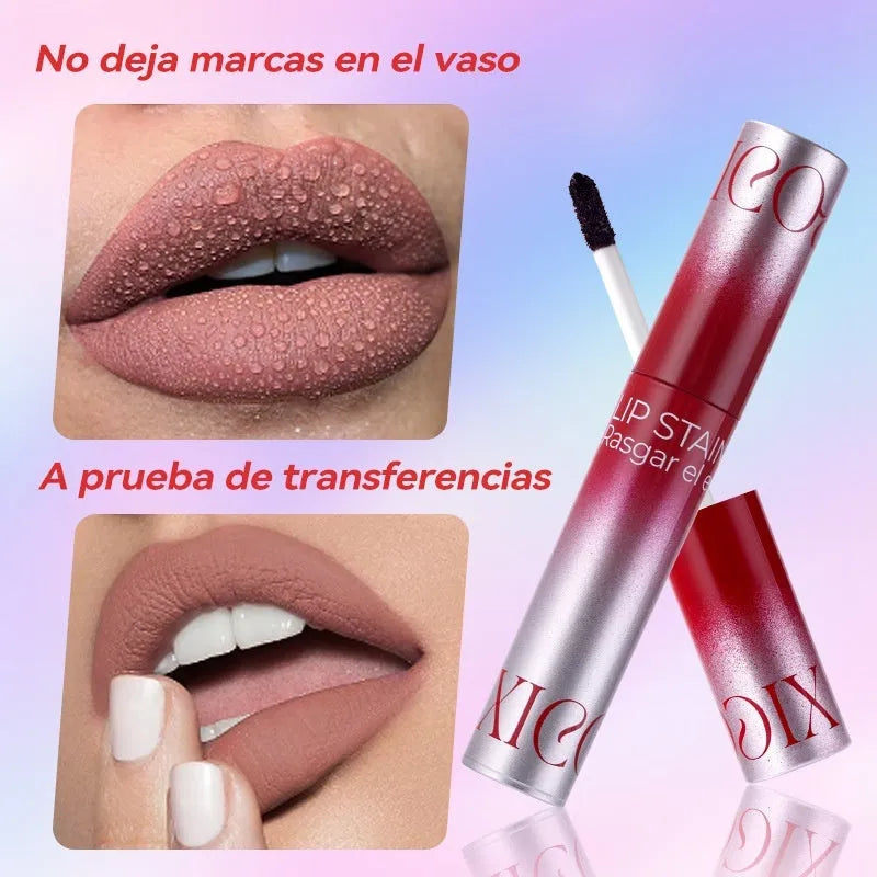 Tear-off matte lip lacquer in five styles, waterproof and non-stick to cups