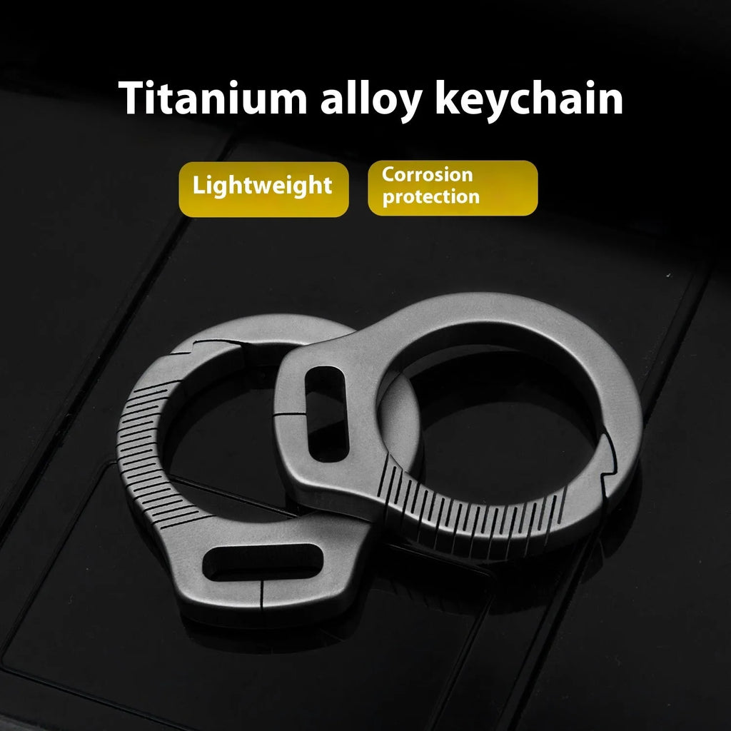 Titanium alloy keychain with single buckle or brown or black leather strap for car keys and EDC
