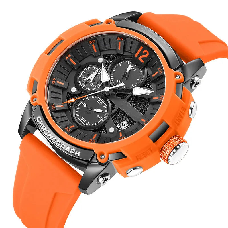 Men's multi-function waterproof calendar watch with luminous display and 51mm case