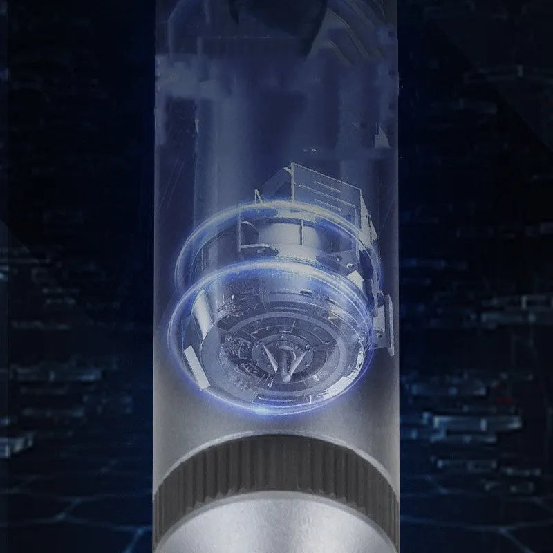 Precision electric screwdriver with aluminium alloy handle showing scale against a ruler.