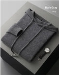 Men's dark gray cashmere hooded sweatshirt and matching trousers set for winter leisurewear