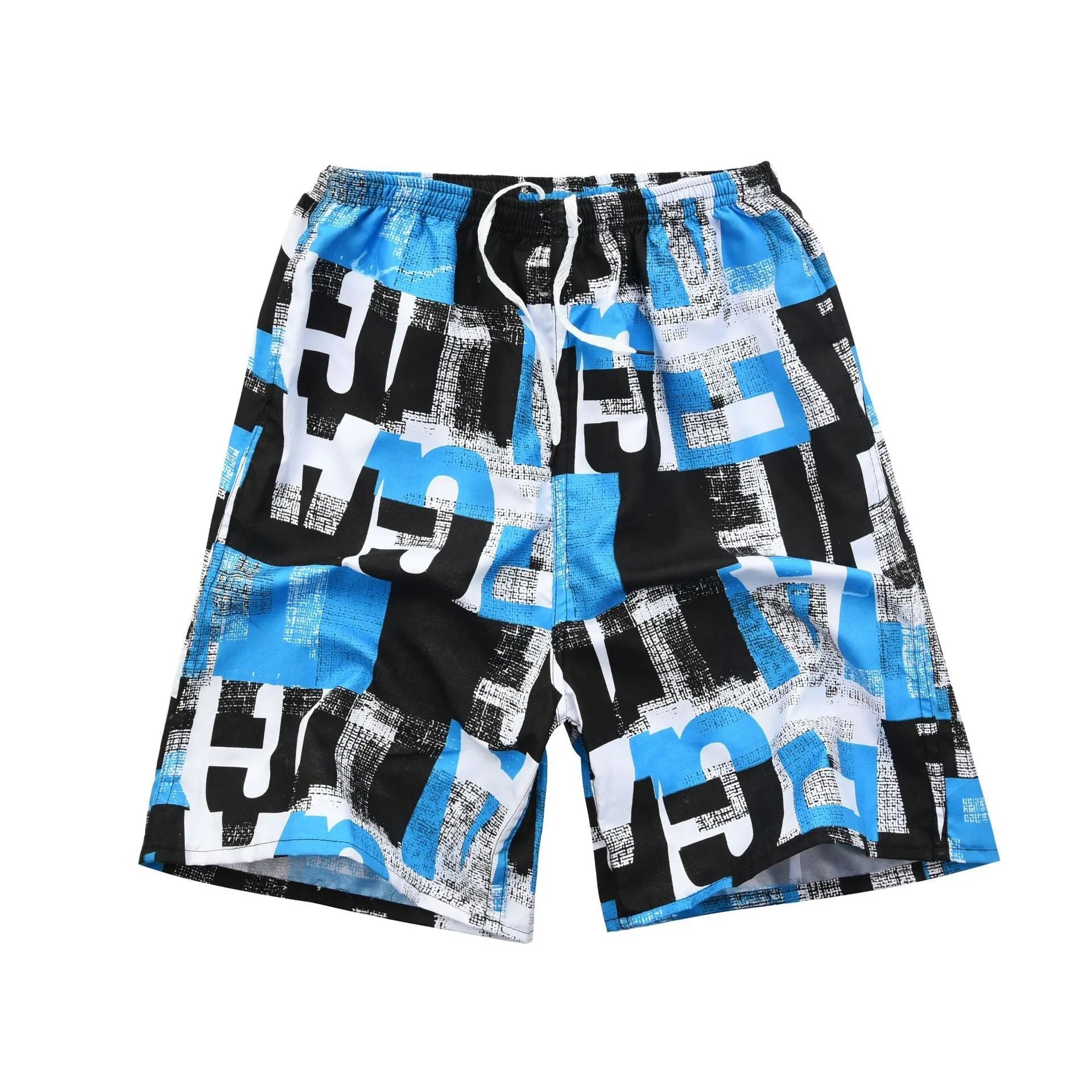 Men's floral print swimming trunks with five-point casual design in polyester fabric