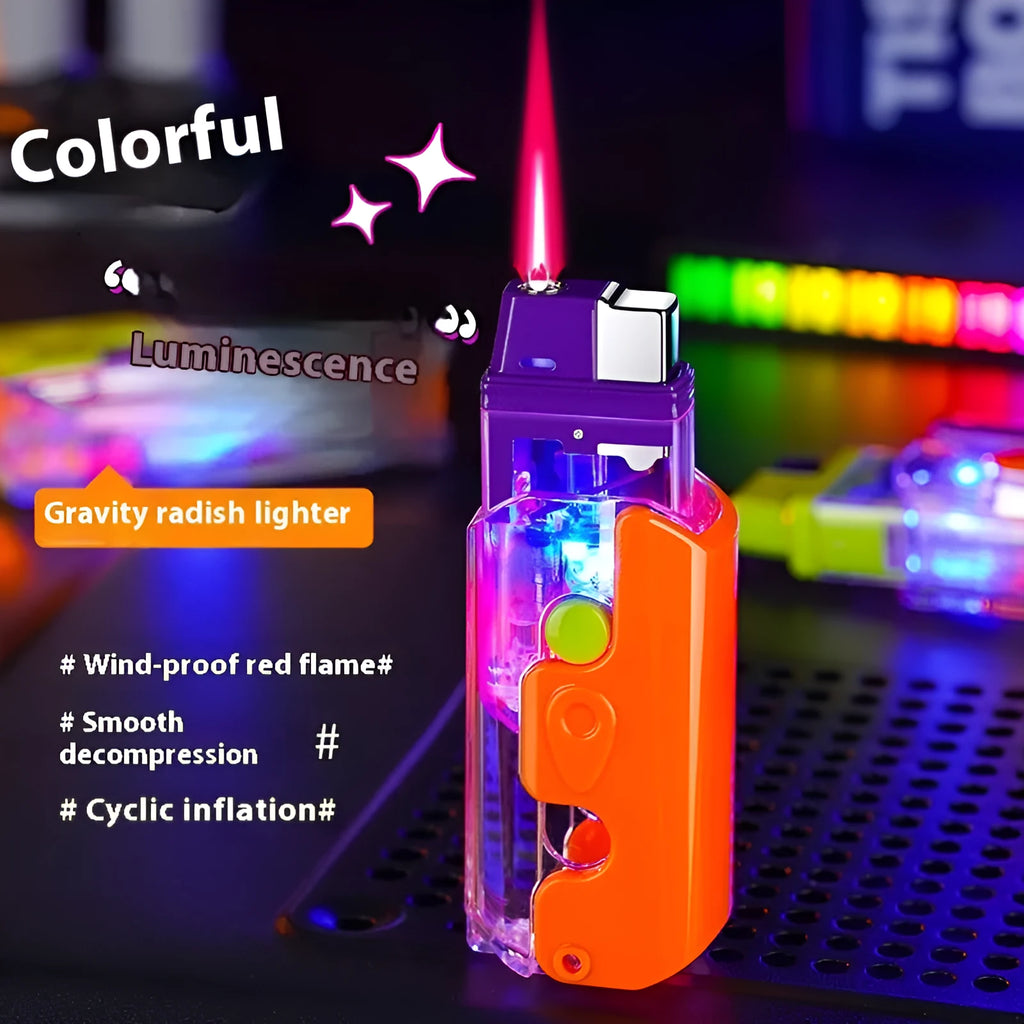 Plastic colourful luminous radish lighter in green, orange and purple colours with modern simple style