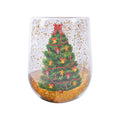 Christmas tree glass tumbler, 380ml double-layer borosilicate glass cup with flowing sequins, 8.6cm x 11.8cm