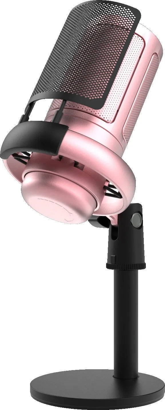 Condenser microphone with RGB lights in black, pink, or white, with a 150cm USB cable.