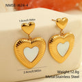 Gold-coloured heart-shaped stainless steel earrings with 18K electroplating for women
