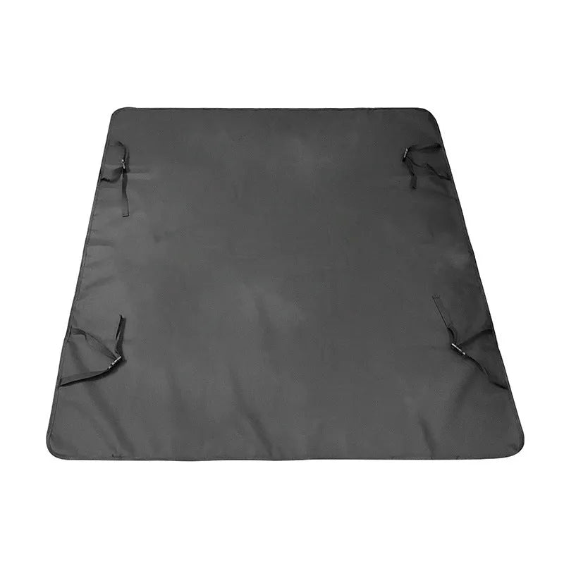 Water resistant cloth car pet mat for the rear seat, shown in a grey dog footprint print design.
