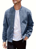 Men's plus size suede casual jacket in regular fit with front zip and cotton lining.