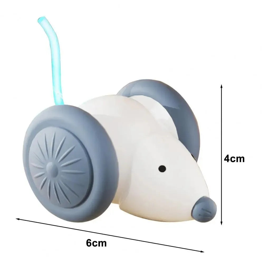 Interactive electric mouse cat toy with automatic teasing stick in green or white for indoor cats