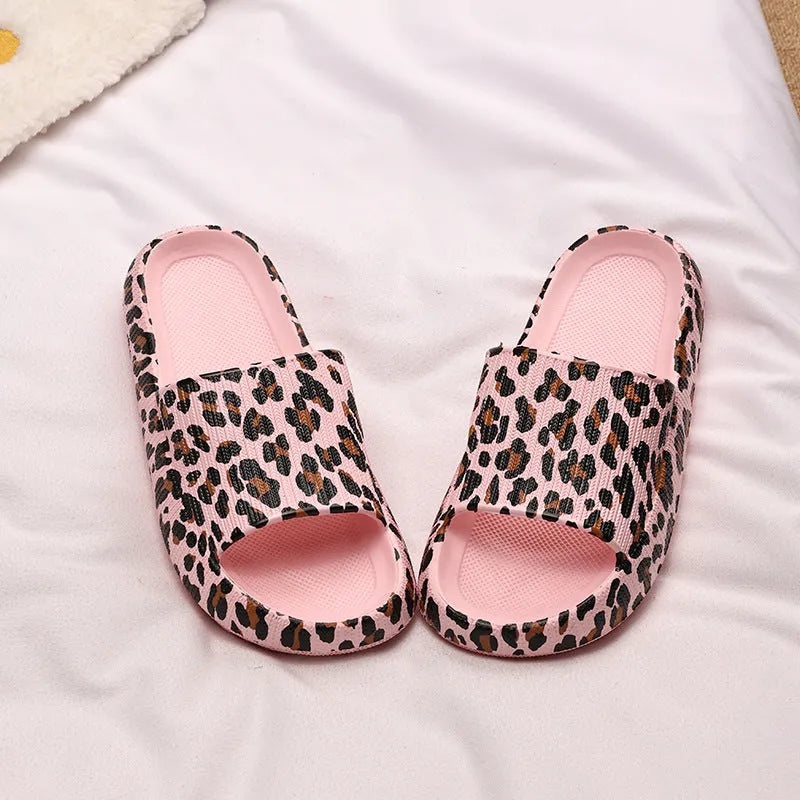 Leopard print EVA slippers with thick bottom in Korean style fashion