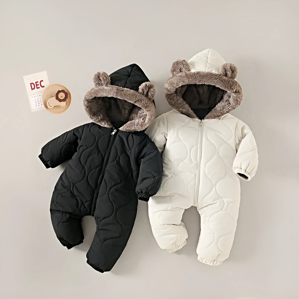 Baby winter jumpsuit thickened nylon black white unisex 70cm 80cm 90cm 100cm height