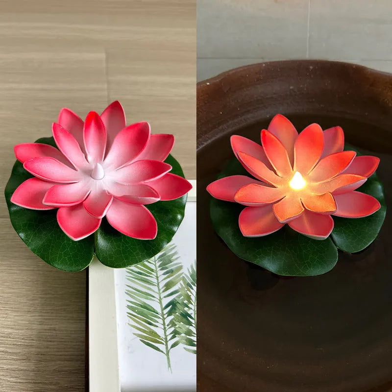 Floating water induction lotus night lamp 10cm pink colour waterproof plastic LED lantern