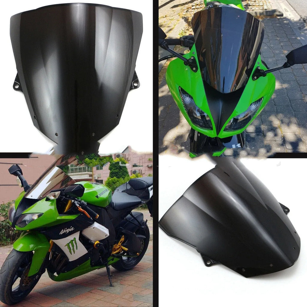 Motorcycle windscreen for Kawasaki ZX-6R and ZX-10R in blue or brown tint