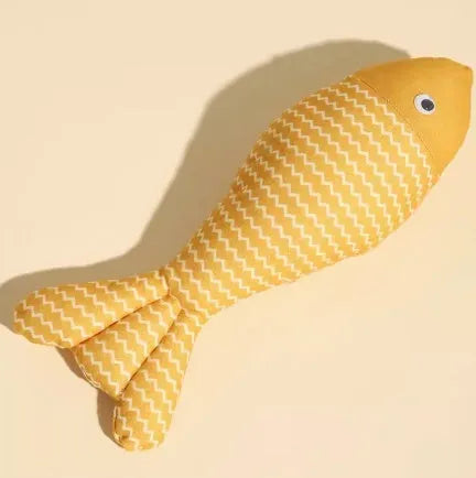Yellow, blue or red catnip-filled fish toy for cats in large 39cm or medium 30cm sizes