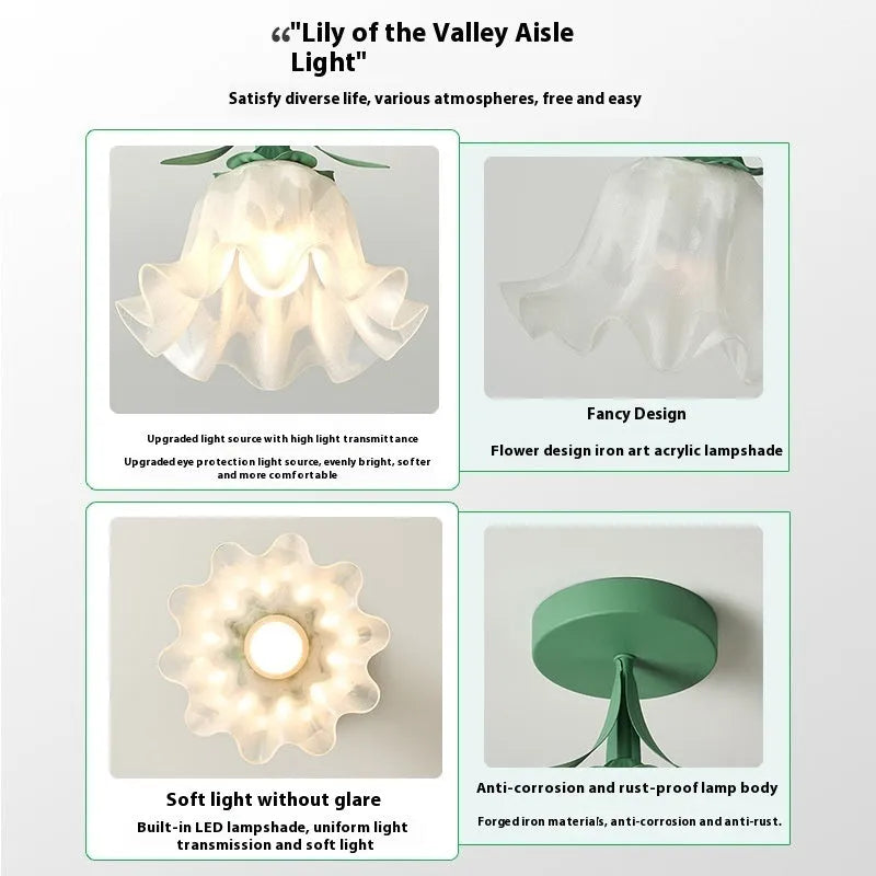 Cream Linglan flower design modern corridor aisle LED light with remote control for dimming.