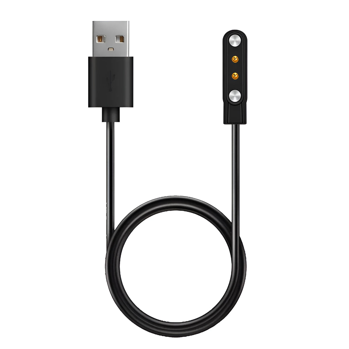 Black magnetic USB smart watch charger, 8cm x 4cm x 1cm, with 100cm or 60cm cable