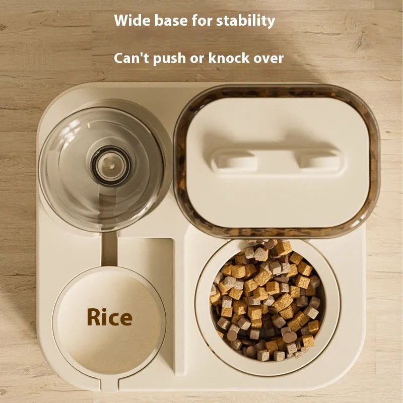White plastic cat feeder with 4000ml large capacity for dry cat food