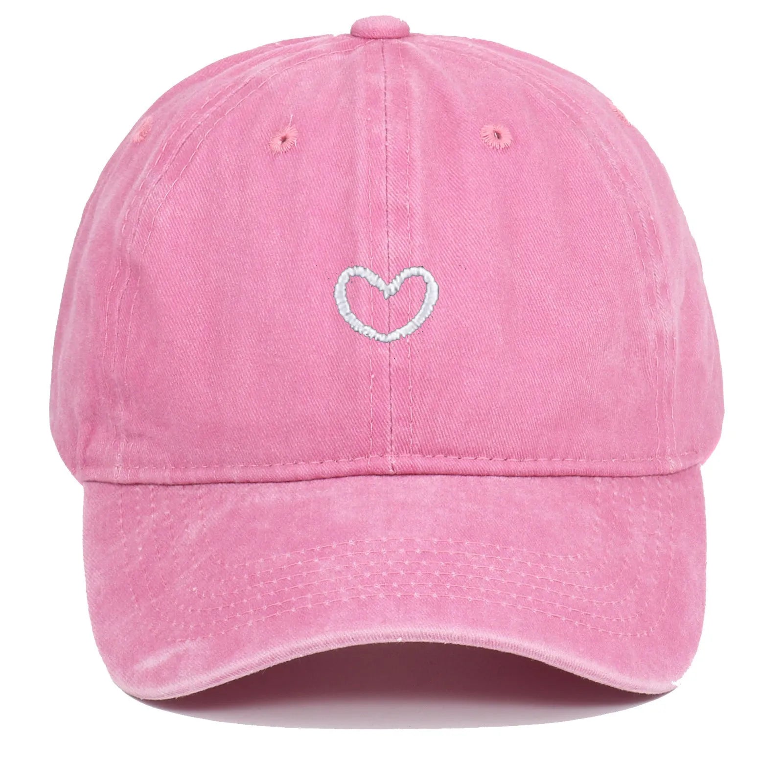 Cotton baseball cap with small love embroidery in adjustable size for sun protection