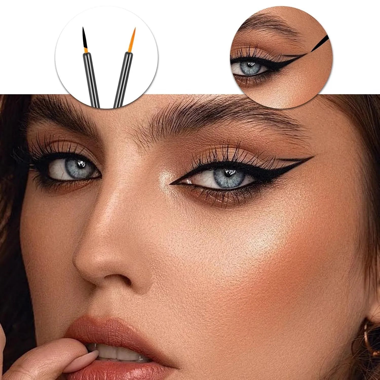 Pack of one hundred black disposable eyeliner brushes with fine point tips and plastic sleeves.