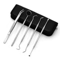 Stainless steel dental tools set with oral mirror and cleaning instruments