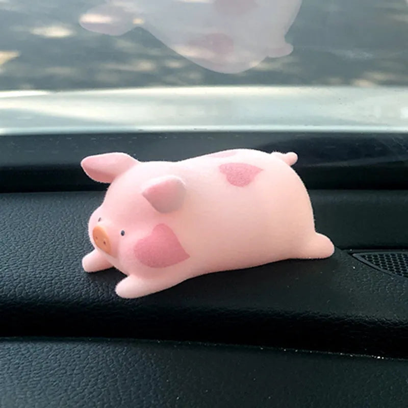 Cute 3D cartoon pig resin figurine for car dashboard decoration, shown in one of eight available styles.