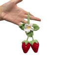 Handmade strawberry car pendant decoration made from cotton and hemp knitting wool