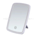 Simple desktop home LED makeup mirror with USB charging and ABS frame on a tabletop