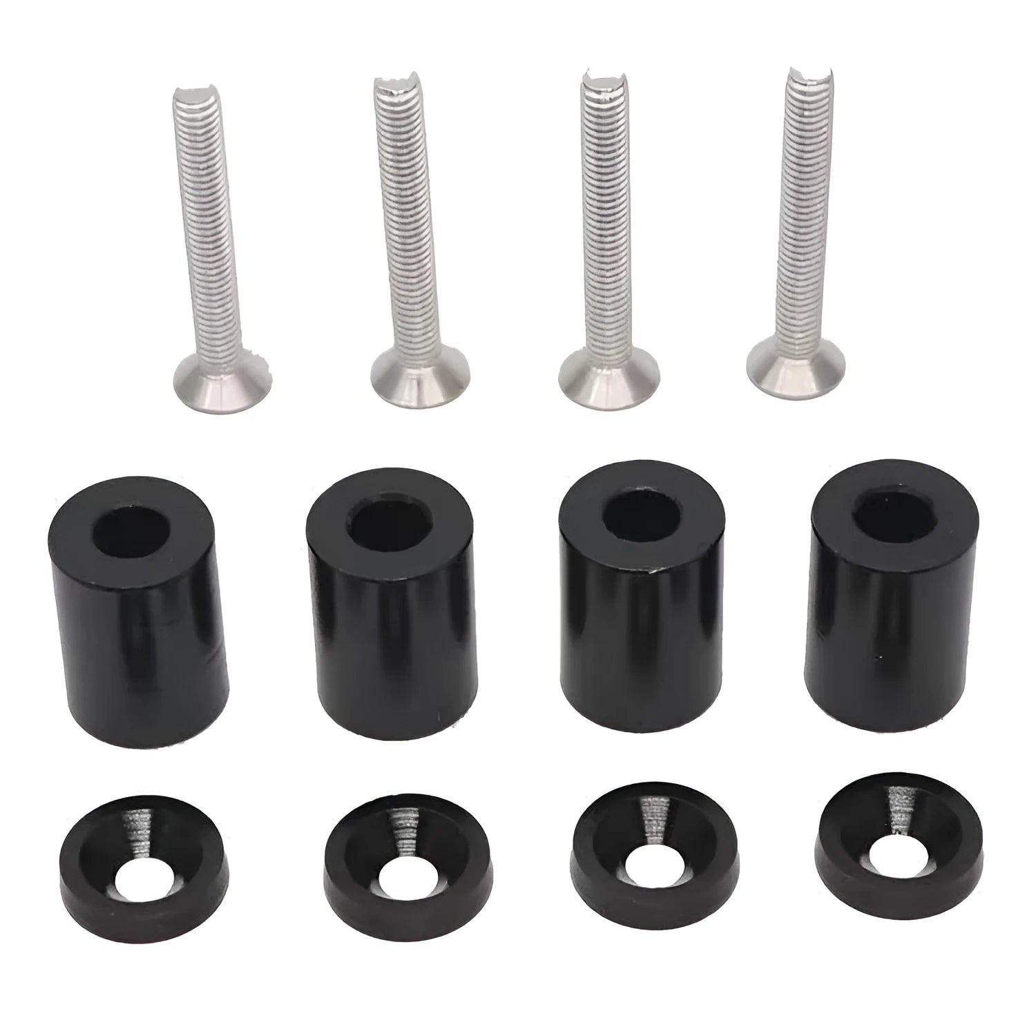 Aluminium machine cover pad height adjustment kit in red, blue, black with screws and nuts for 6mm 8mm car apertures