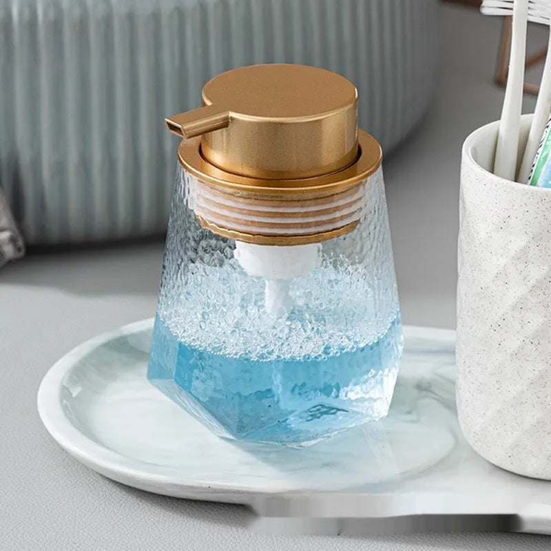 ABS plastic facial cleanser foam pump with large pump head in choice of metallic finishes