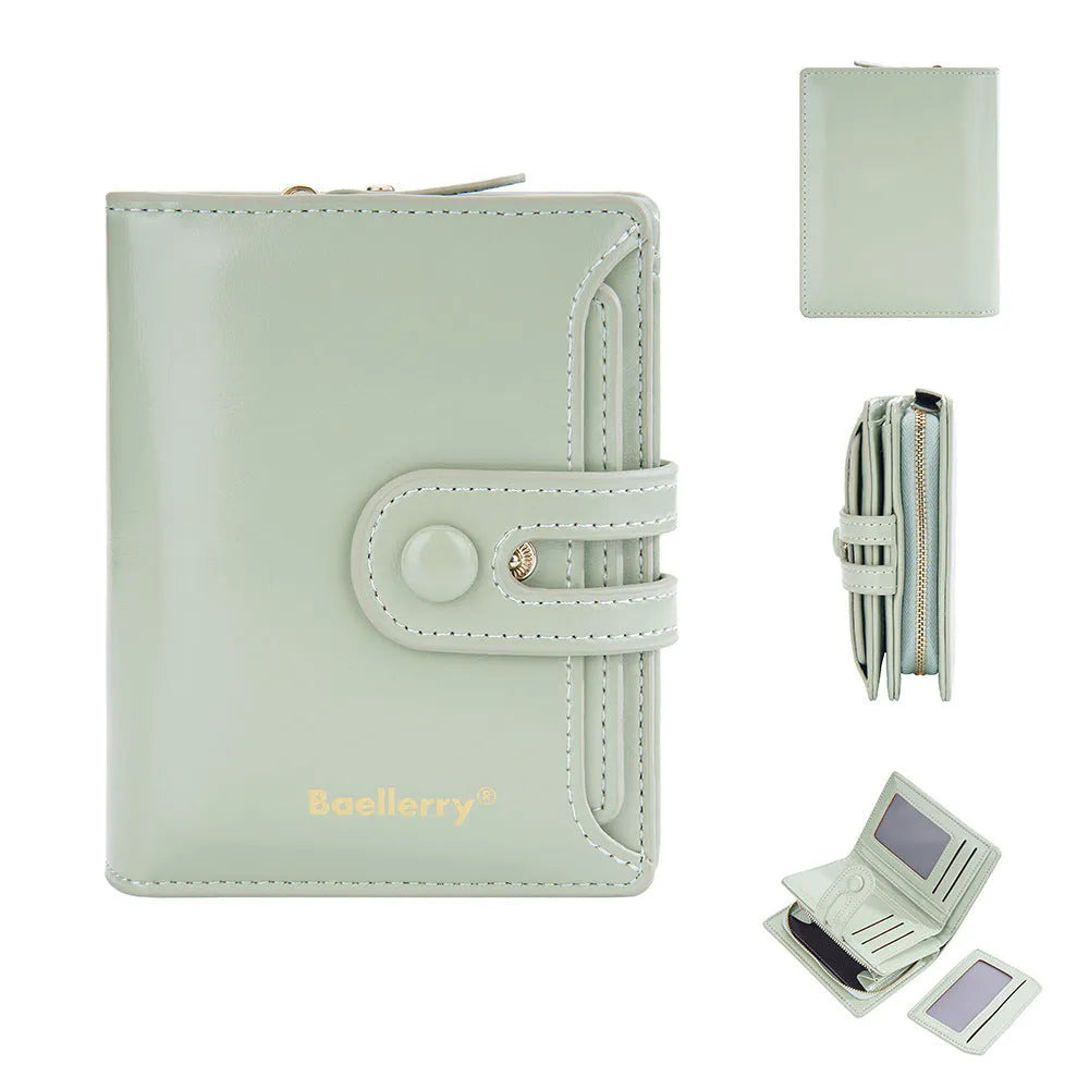 Women's PU leather card holder wallet in multiple colour choices showing polyester lining.