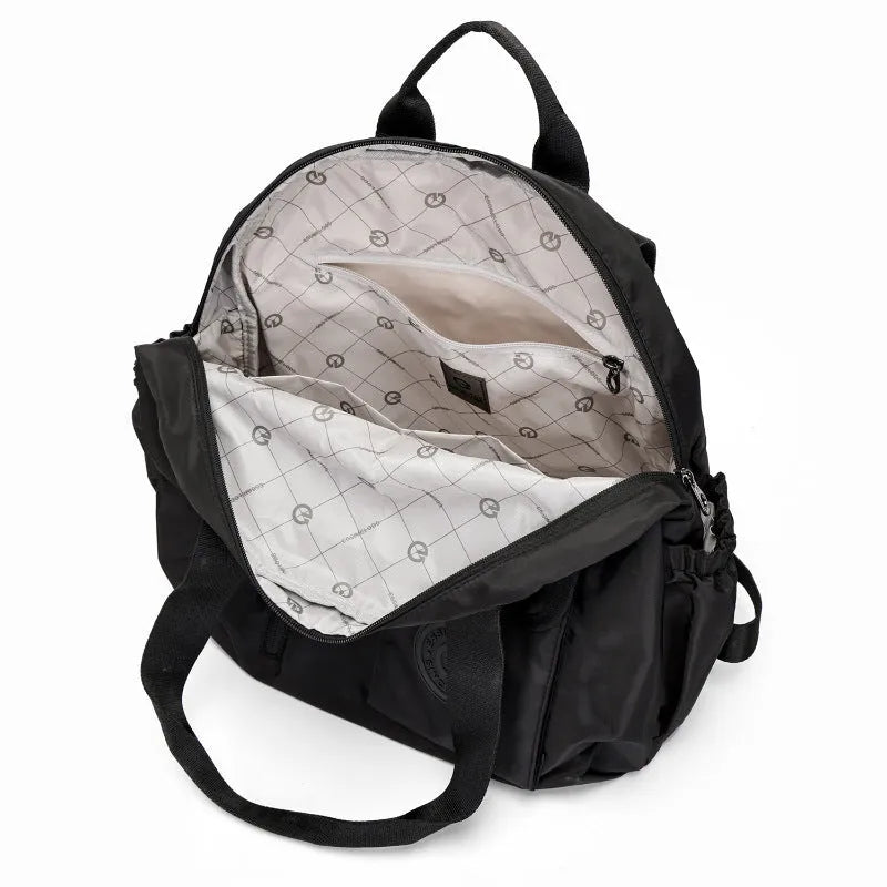 Large outdoor backpack in black, khaki, or green letters design with nylon construction