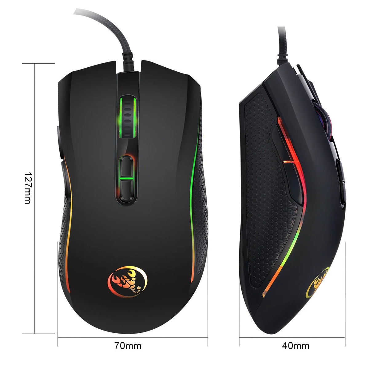 White and black gaming keyboard and mouse combo with colour backlight on a desk.