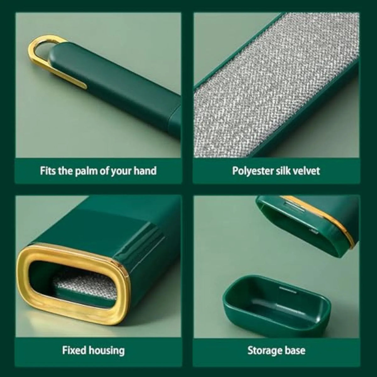 Double-sided pet hair remover brush with storage box for cleaning clothes and furniture