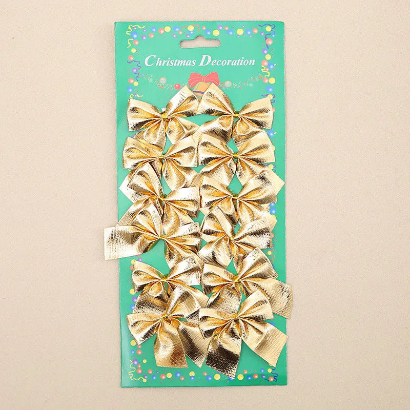 5 cm Christmas tree decoration bow in gold red silver colours made from polyester fabric