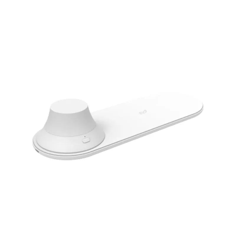 White smart night light phone wireless charger with magnetic suction pad, 225x80x43.5mm, two colour temperature modes