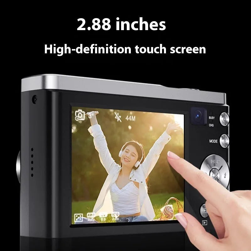 5K HD digital camera with optical zoom in black ABS body side view