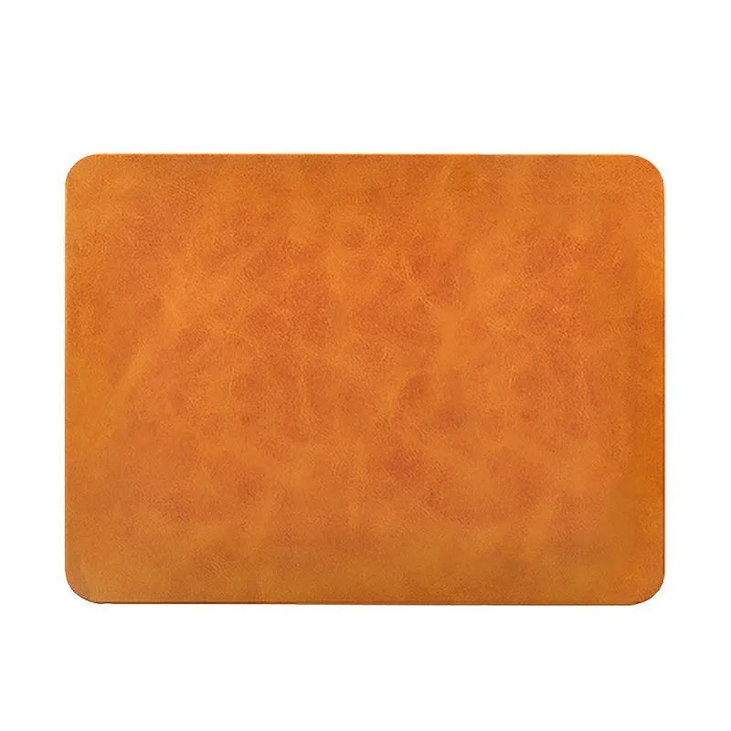 Brown leather wireless charging mouse pad with Micro USB port for Qi device charging