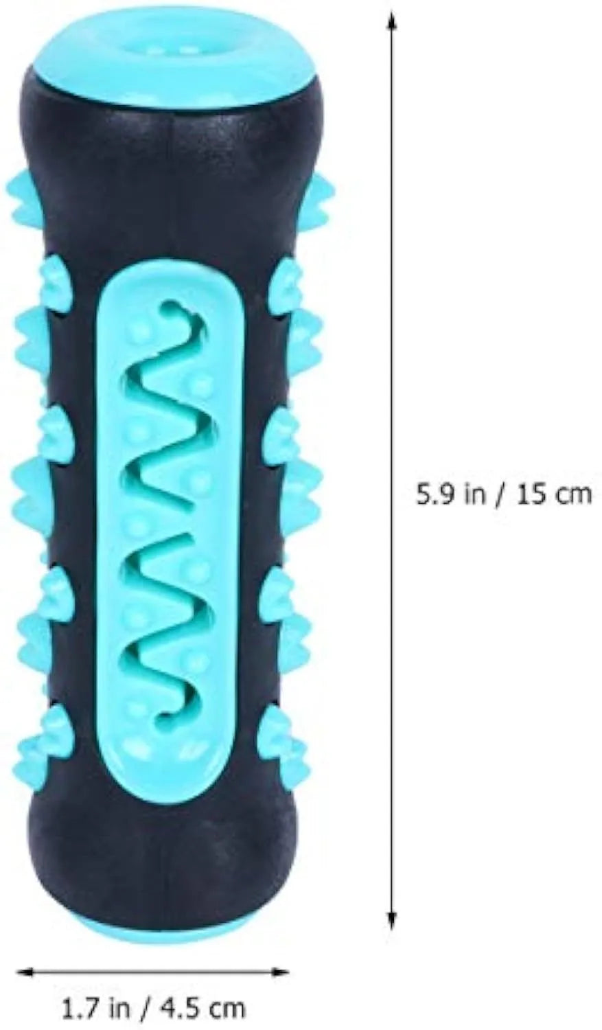 Natural rubber dog toothbrush chew toy for dental cleaning in blue green yellow or black colours