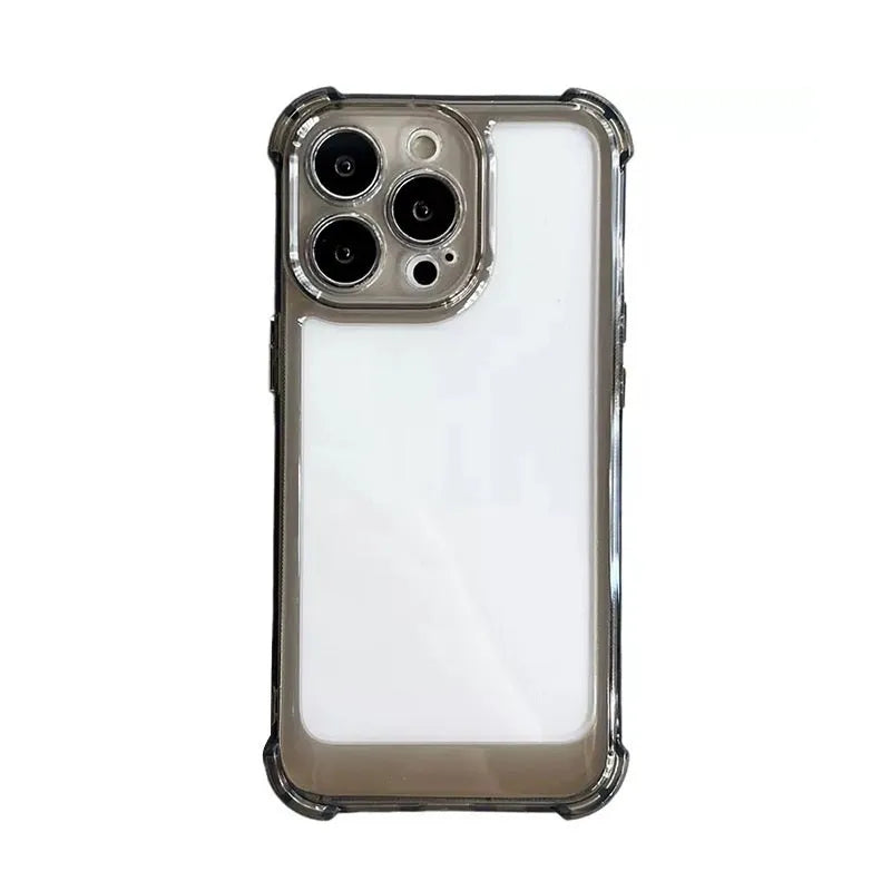 Transparent acrylic phone case with 11 airbag corners, hard back and soft silicone edge, for iPhone 11-14 and earlier models