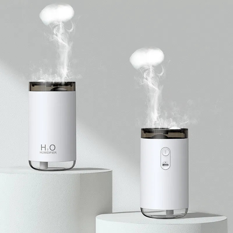 Round white USB jellyfish humidifier with night light and water mist output