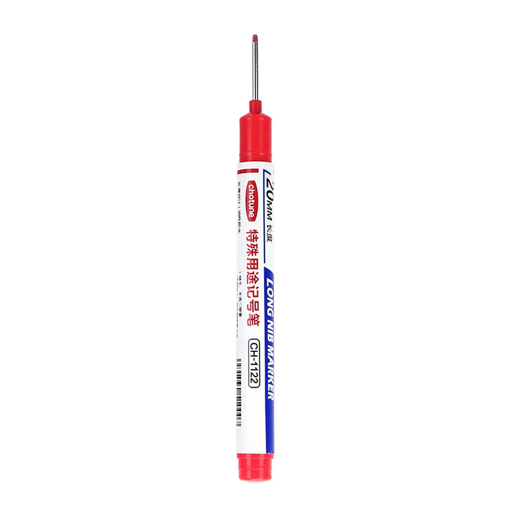 Pack of 10 waterproof quick-drying woodworking tile markers with 20mm long pen heads in black red and blue