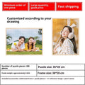 Wooden photo frame jigsaw puzzle activity with 70 to 500 pieces and mounting or puzzle tiandigai options