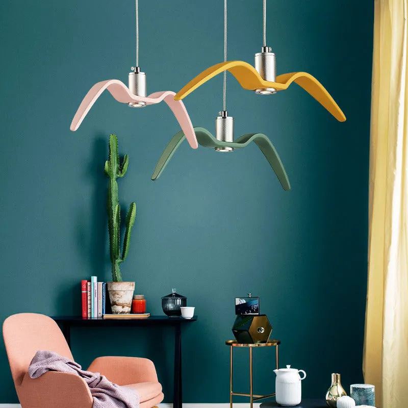 Nordic style LED chandelier with macaron colour options in simple post-modern design