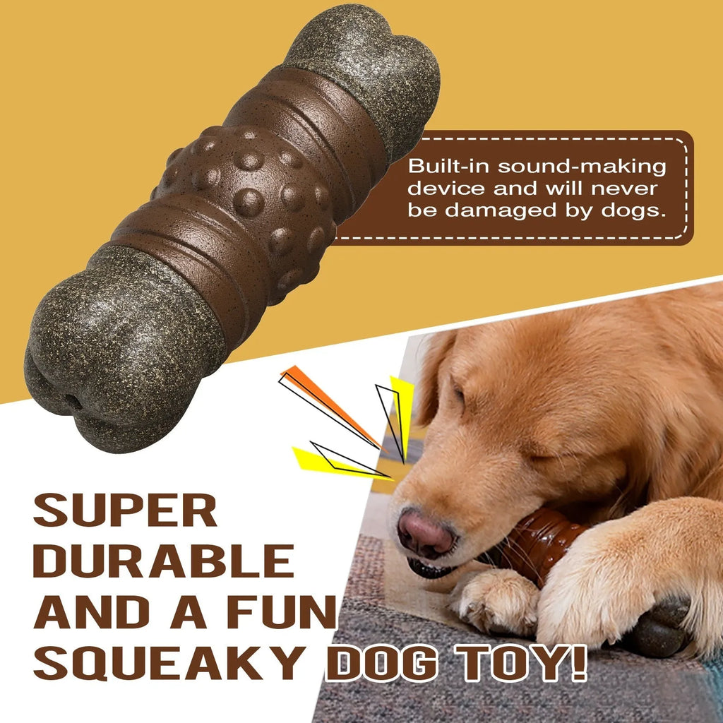 Wood colour plastic dog toothbrush molar rod chewing toy for canine dental care