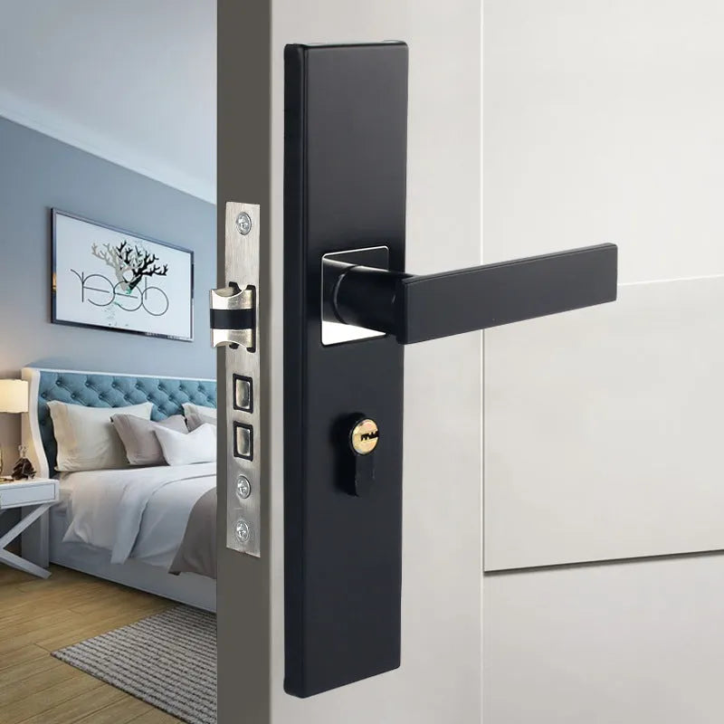 Aluminium alloy split magnetic door lock handle for indoor timber doors.