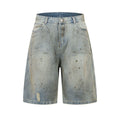 Blue washed cropped straight-leg women's denim jeans with zipper fly opening